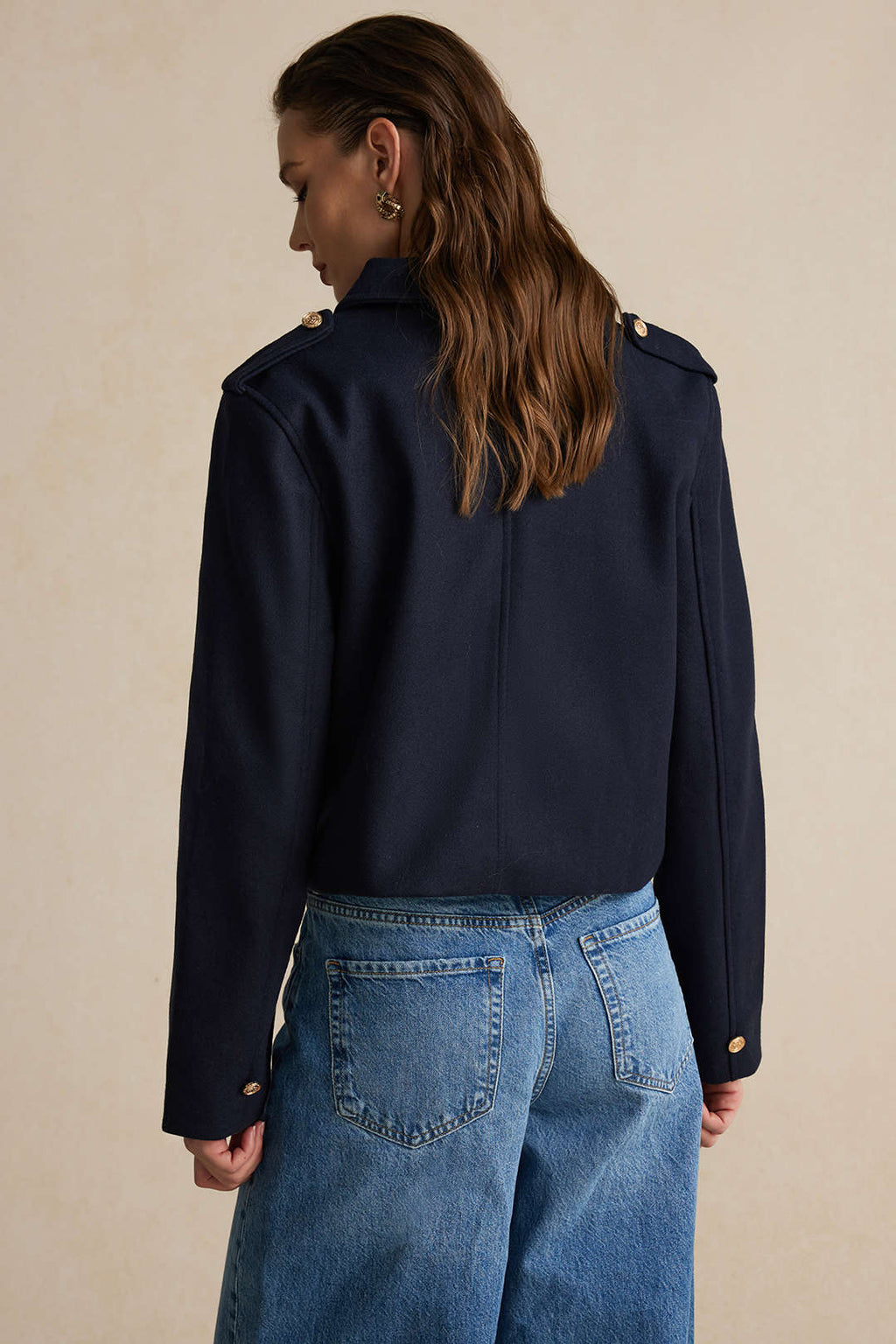 Button Pocket Long Sleeve Ceket