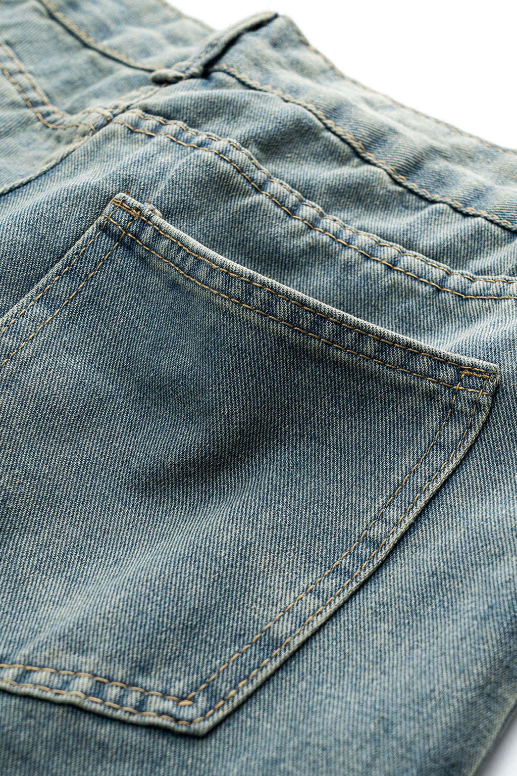 Denim Yama Detaylı File Düğmeli Cep Kesik Detaylı Geniş Paça Jean