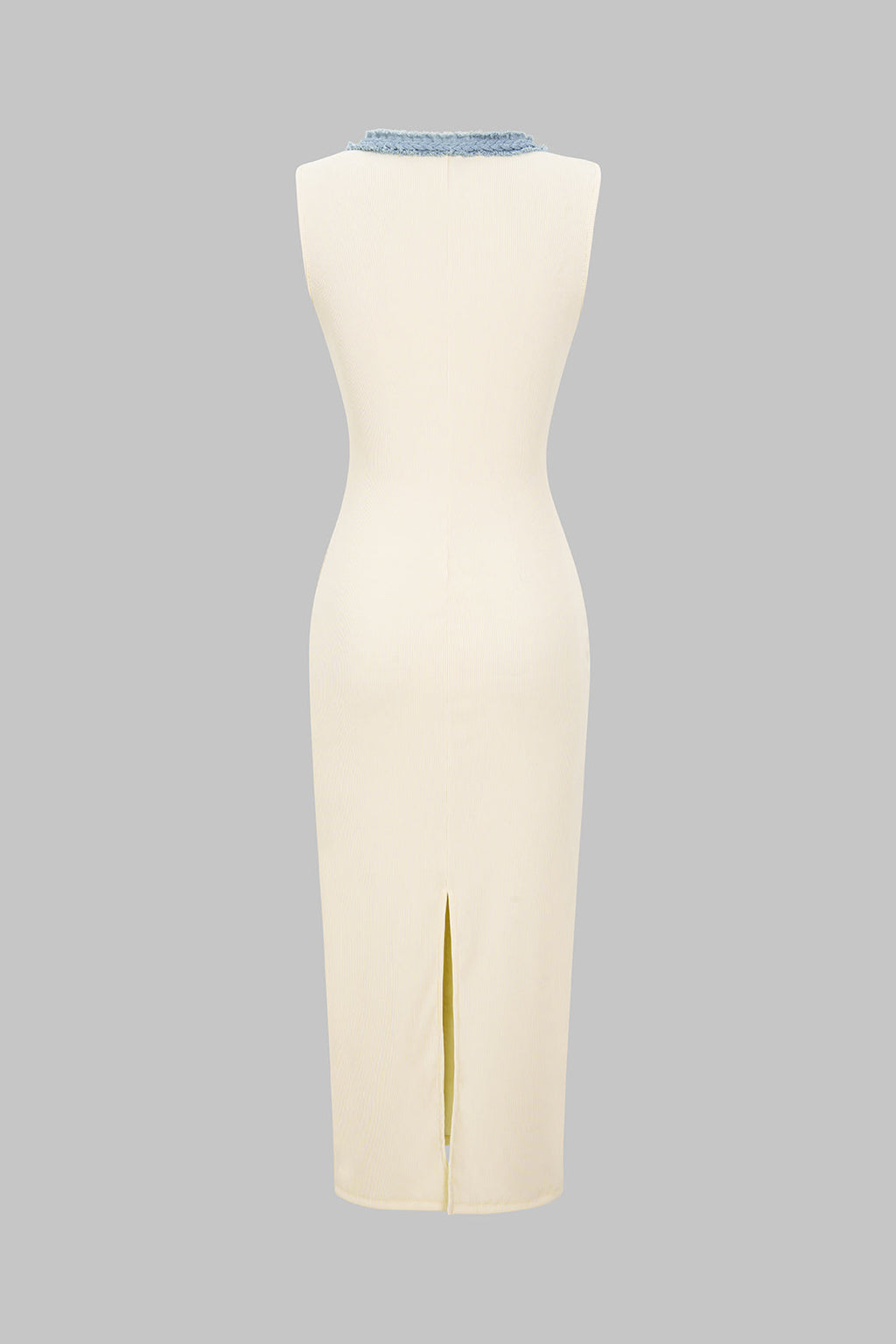 Kontrast Patiş Yamalı Kolsuz Maxi Elbise