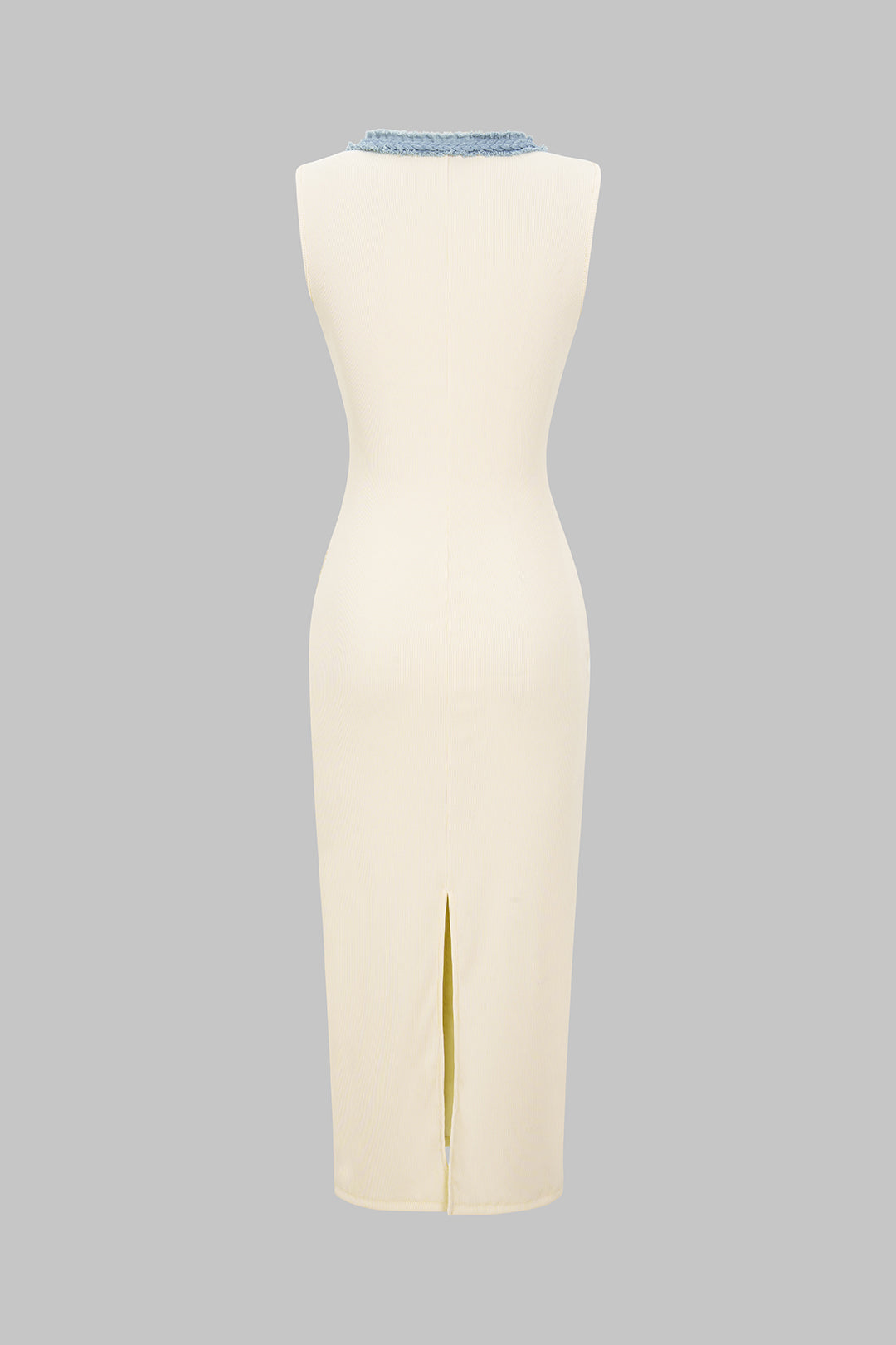 Kontrast Patiş Yamalı Kolsuz Maxi Elbise