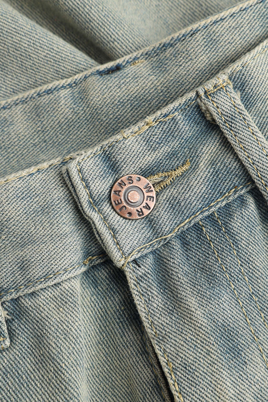 Denim Kesik Detaylı Düğmeli Cep Geniş Paça Jean