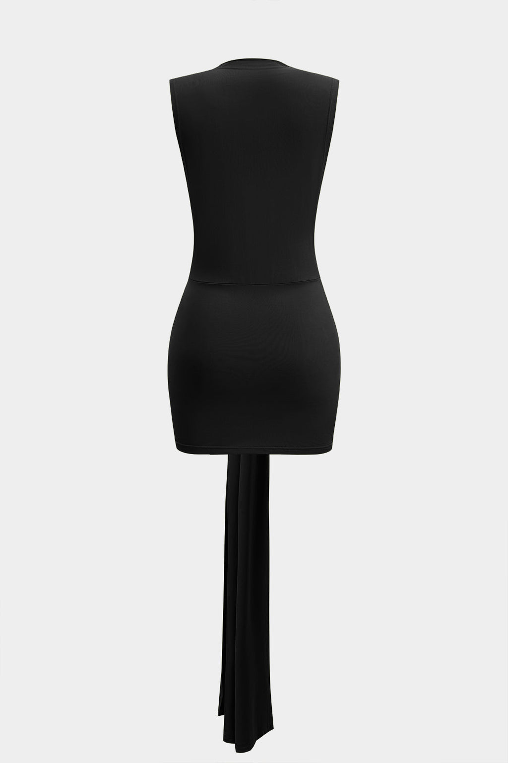 Metal Dekor Fırfırlı Kolsuz Mini Elbise