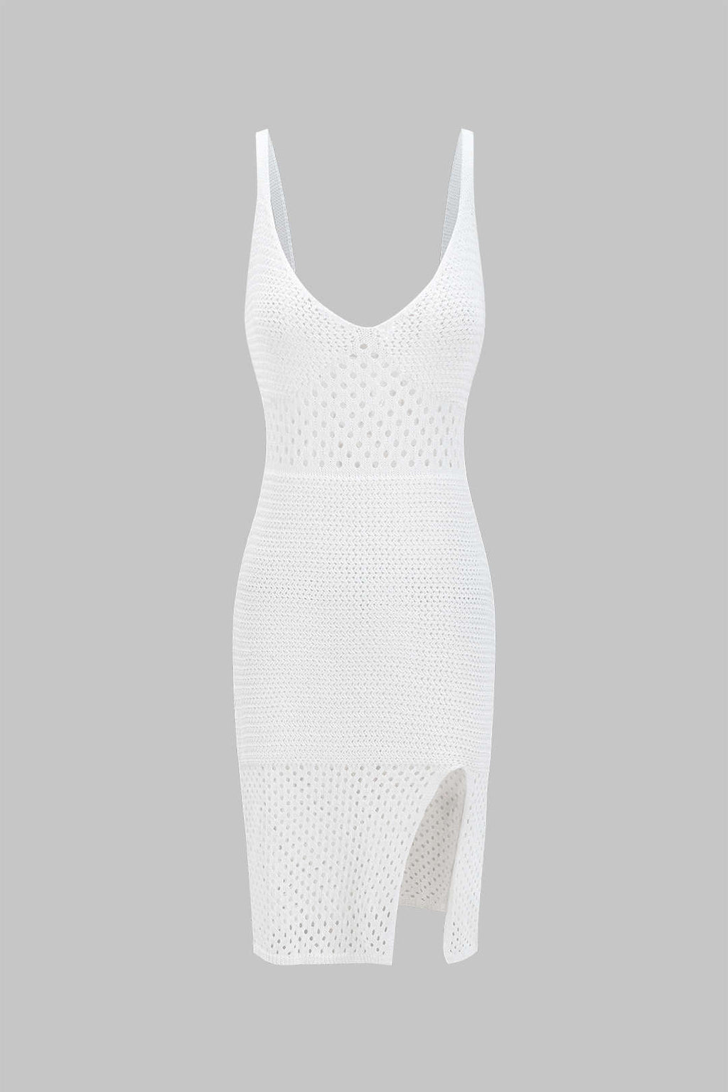 Örgü Boşluklu Kayma Yırtmaçlı Elbise