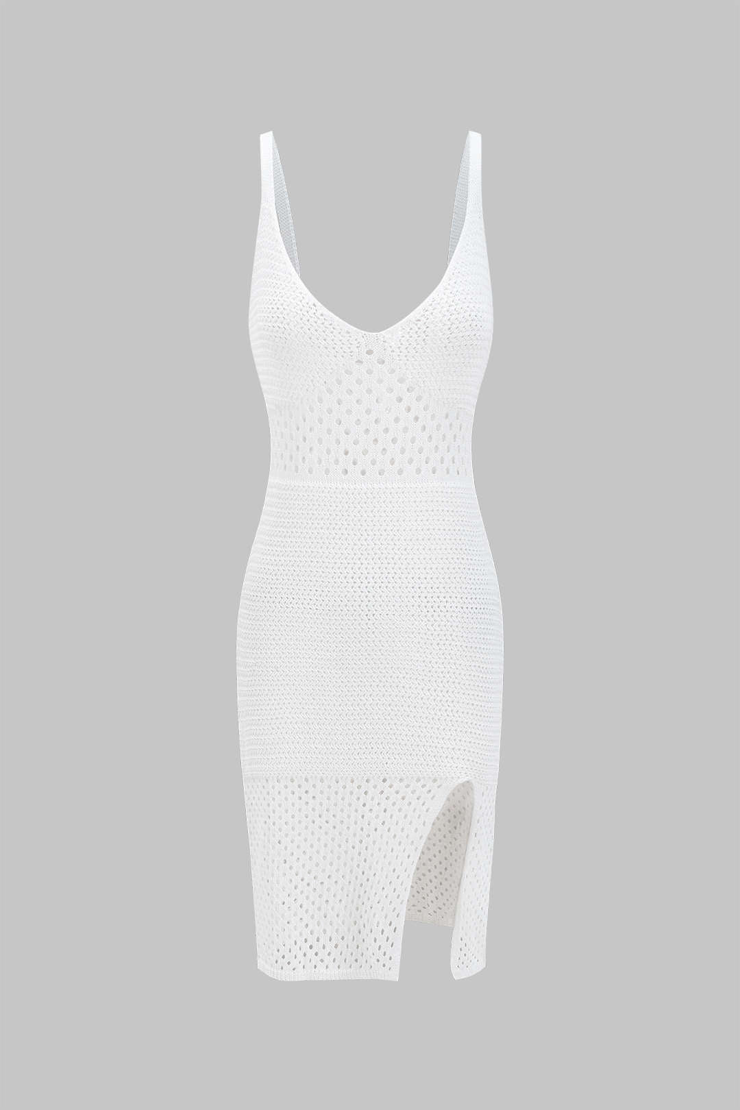 Örgü Boşluklu Kayma Yırtmaçlı Elbise