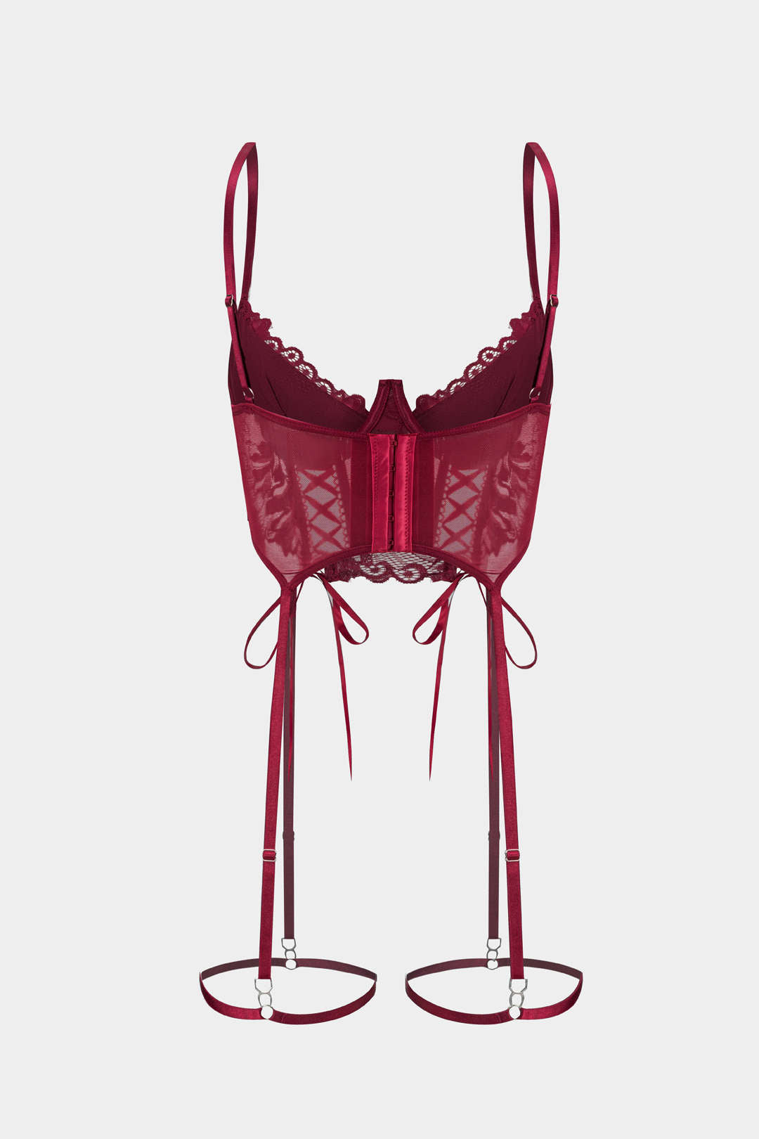 Dantel Çapraz Bağlama Detaylı Sırt Dekolteli İç Giyim Garter Seti