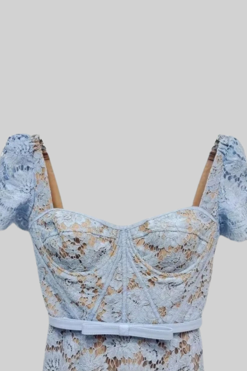 Narin Eşleşen Bel Kemerli Kısa Kollu Dantel Elbise