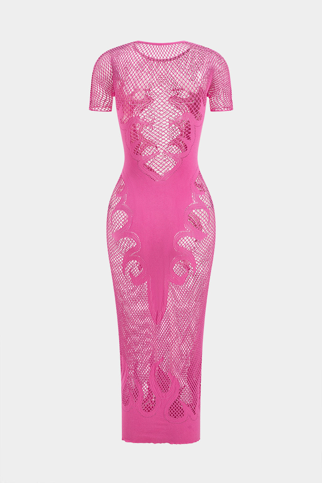 Örgü Kesik Şeffaf Kısa Kol Elbise