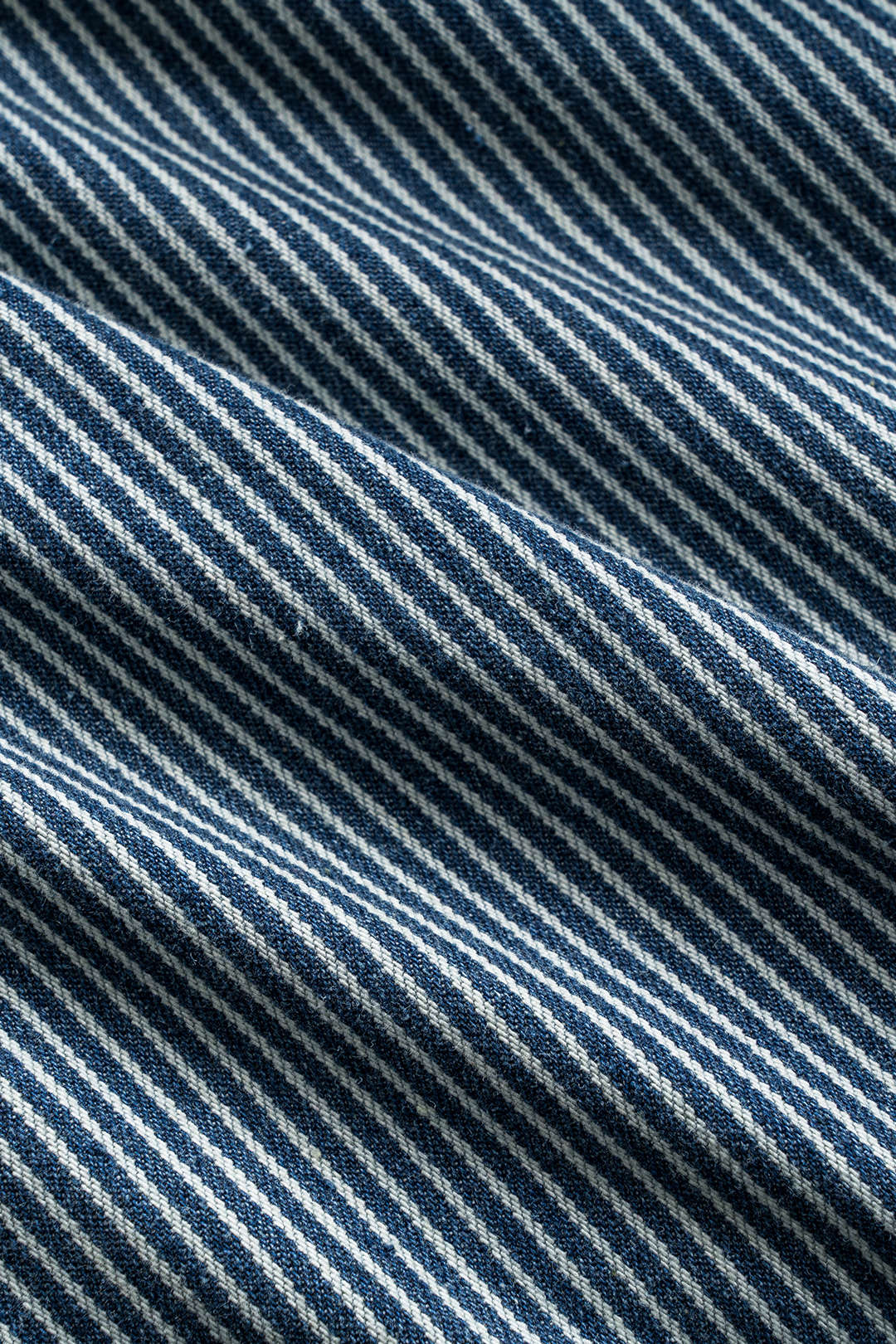 Harf Nakışlı Denim Çizgili Düğmeli Cep Detaylı Geniş Paça Pantolon