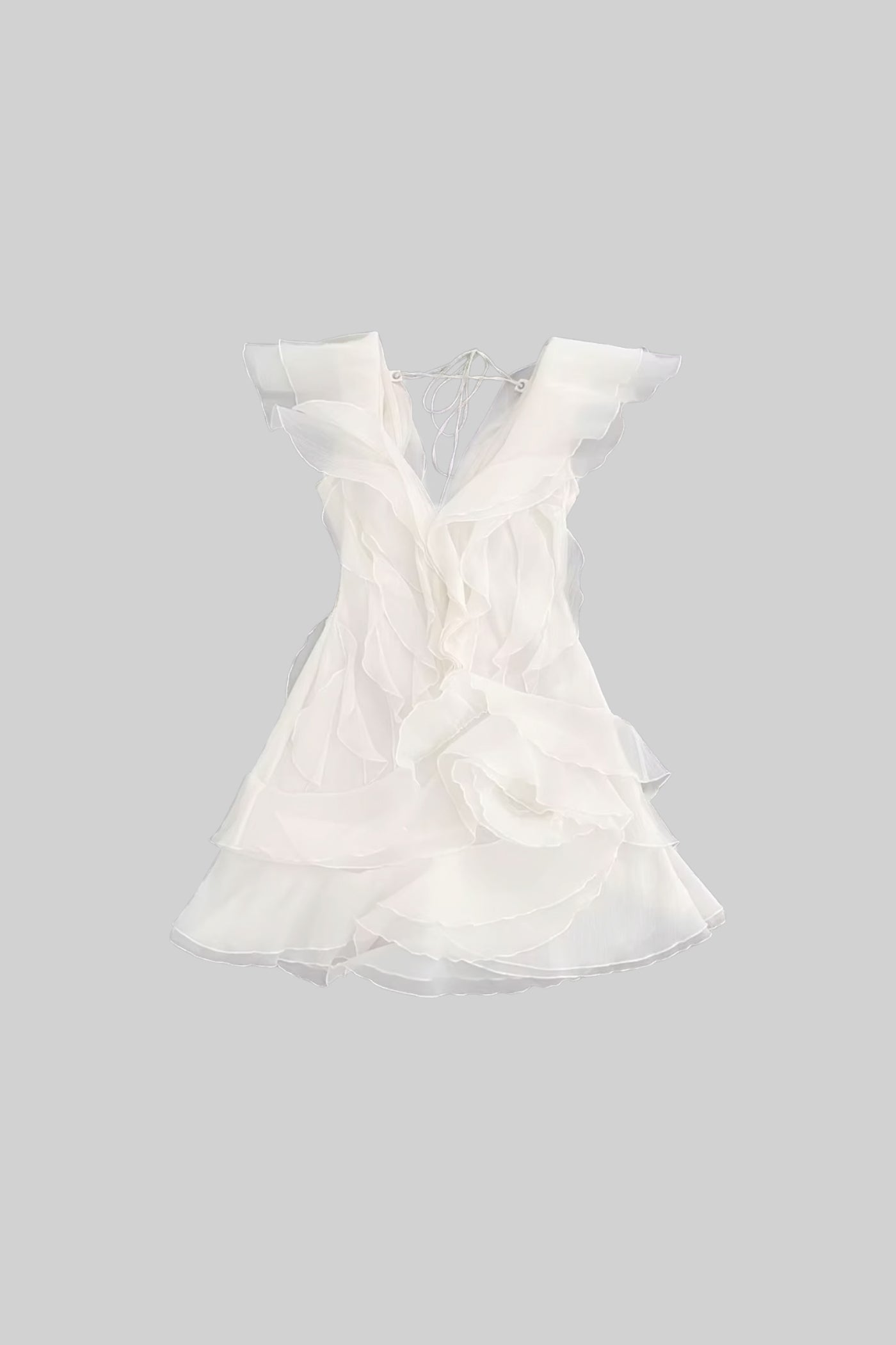 Fırfırlı Tasarımlı Kat Kat Şeffaf Mini Elbise