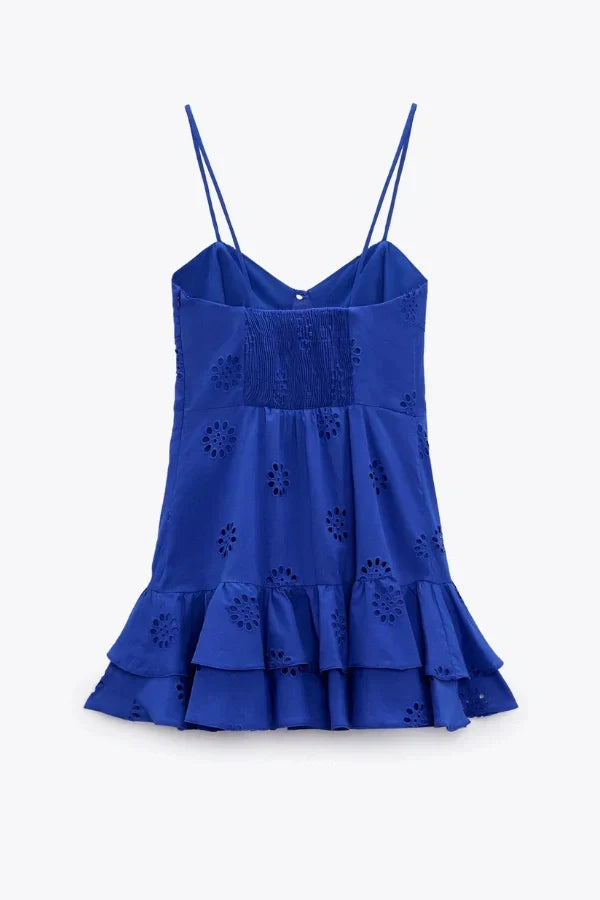 Azure Elegance Kuşgözlü Mini Elbise