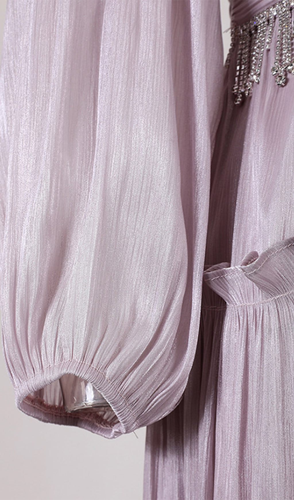 Diamanté Zincirli Pileli Midi Elbise