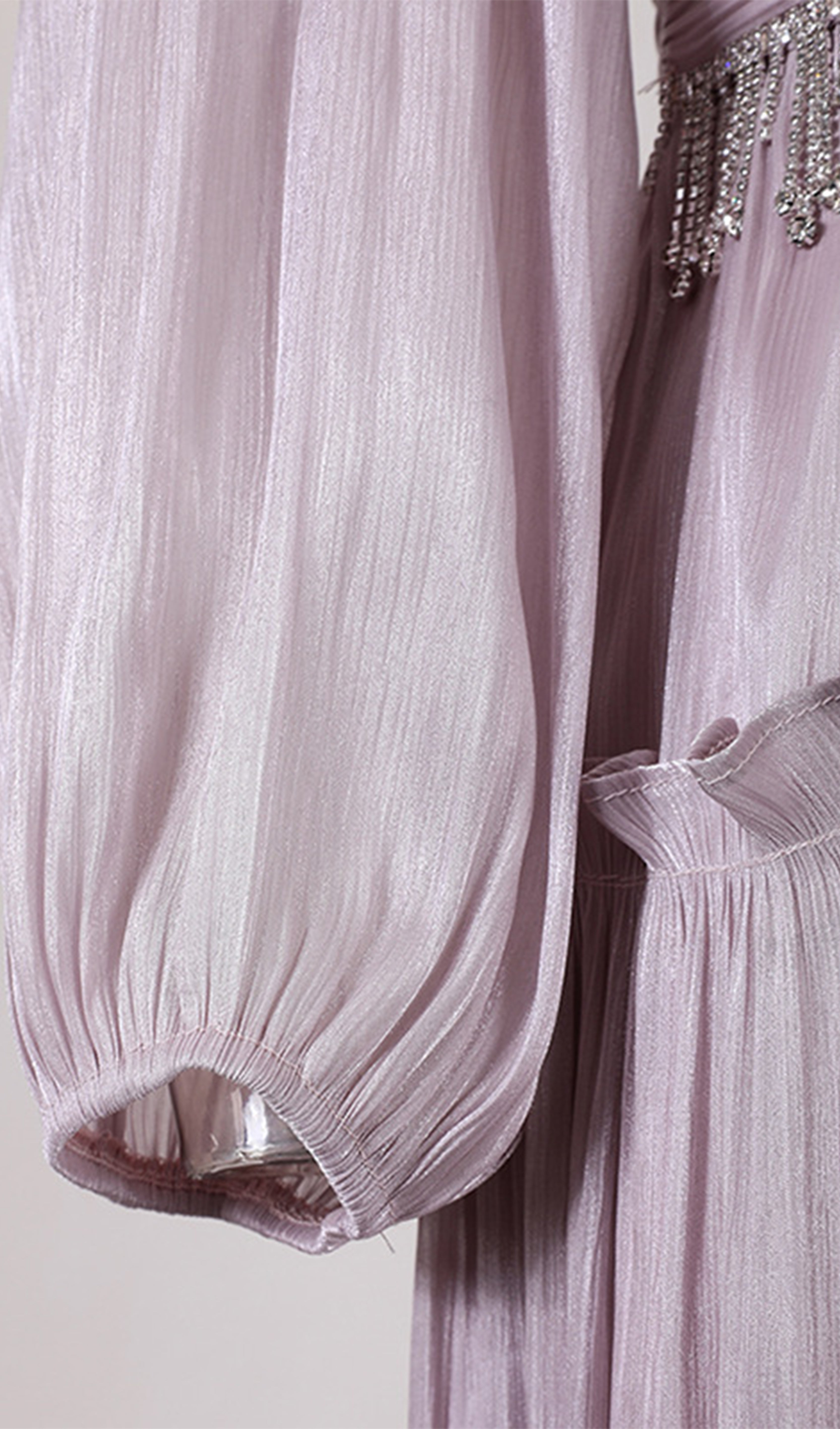 Diamanté Zincirli Pileli Midi Elbise