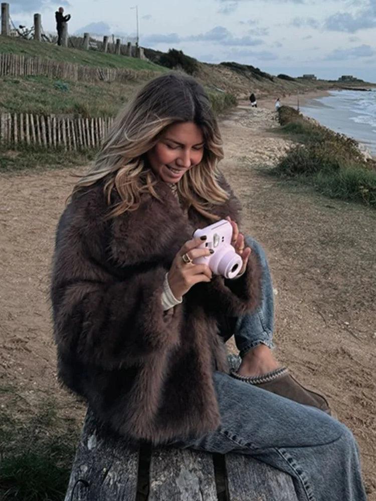 Lüks Suni Kürk Kışlık Mont