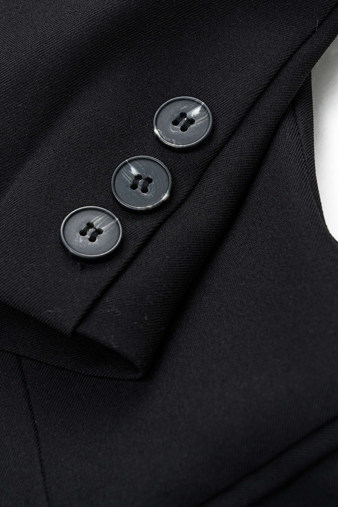 Düğme V Yaka Cepli Uzun Kollu Mini Elbise