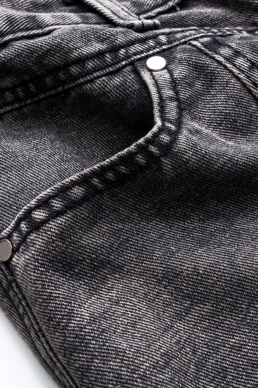 Denim Büzgülü Düğmeli Cep Detaylı Geniş Paça Jean