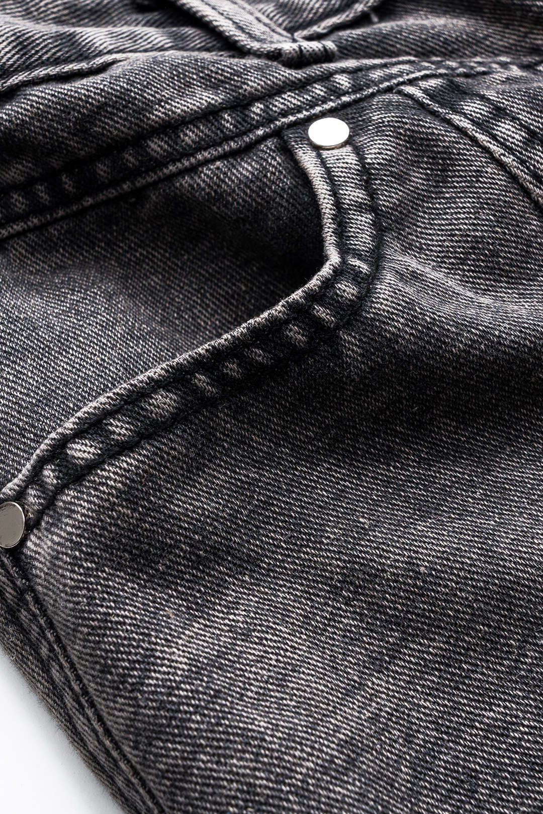 Denim Büzgülü Düğmeli Cep Detaylı Geniş Paça Jean