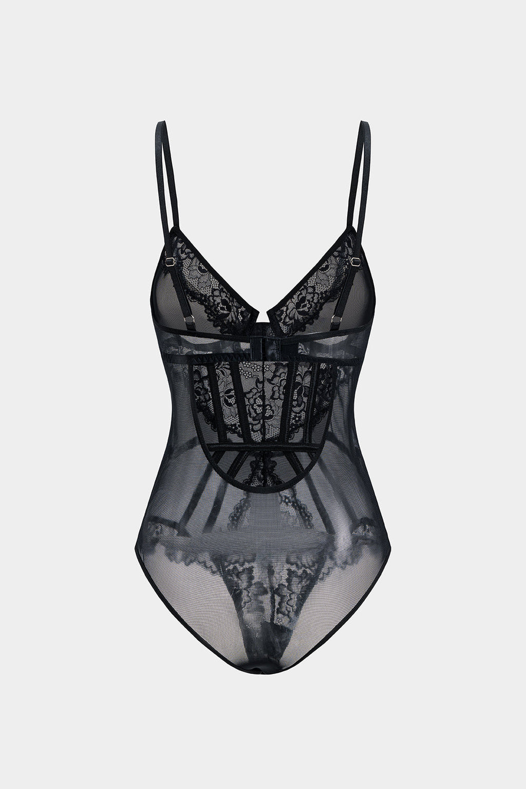 Tül ve Dantelli Büstiyer Korse Bodysuit