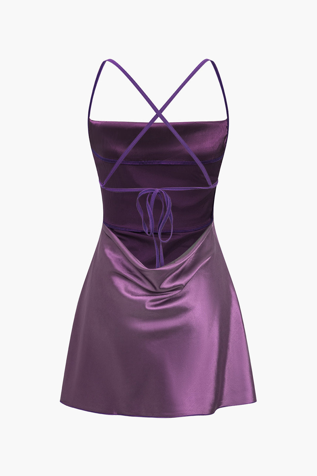 Saten Sırt Dekolteli Bağlamalı Gece Elbisesi