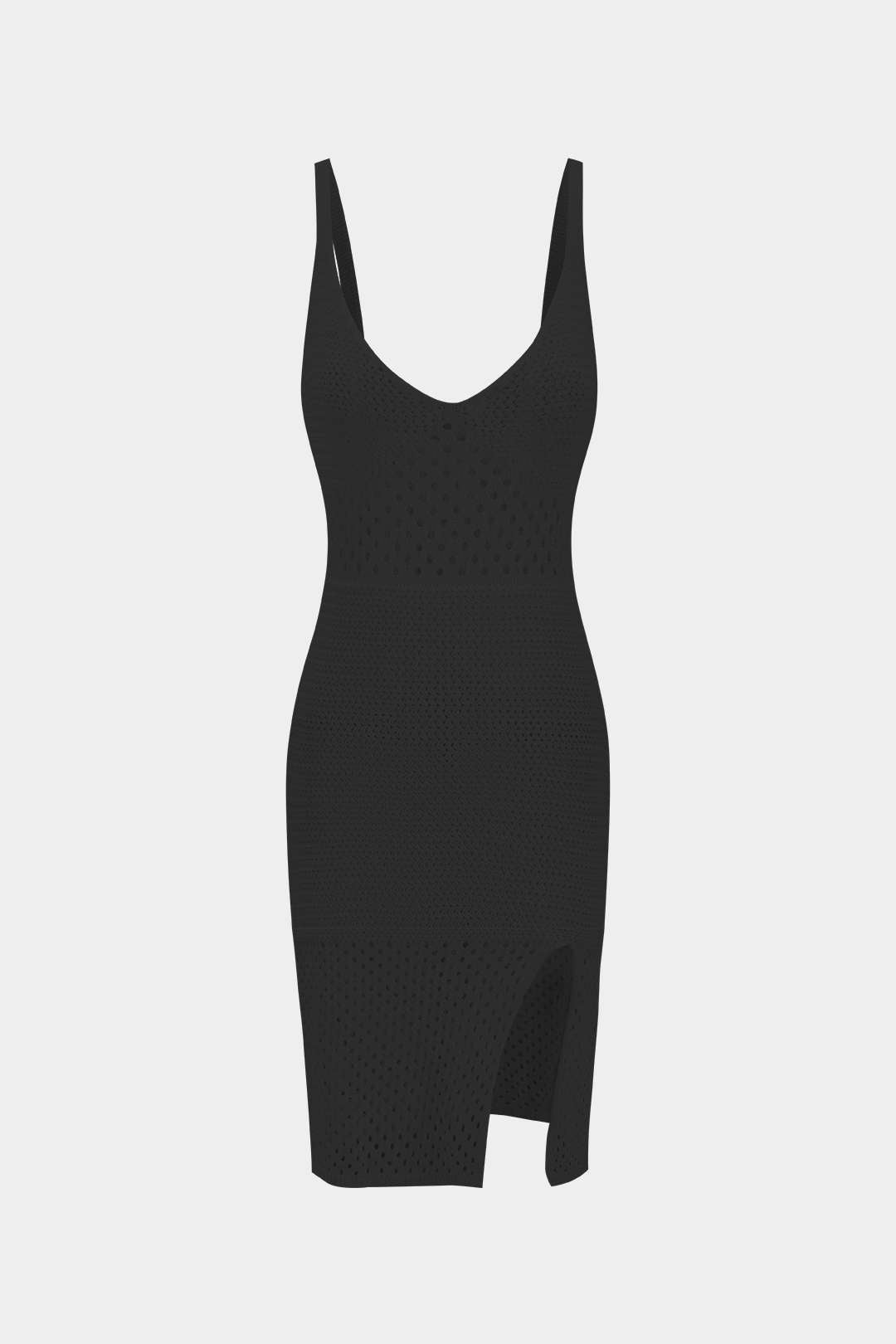 Örgü Boşluklu Kayma Yırtmaçlı Elbise