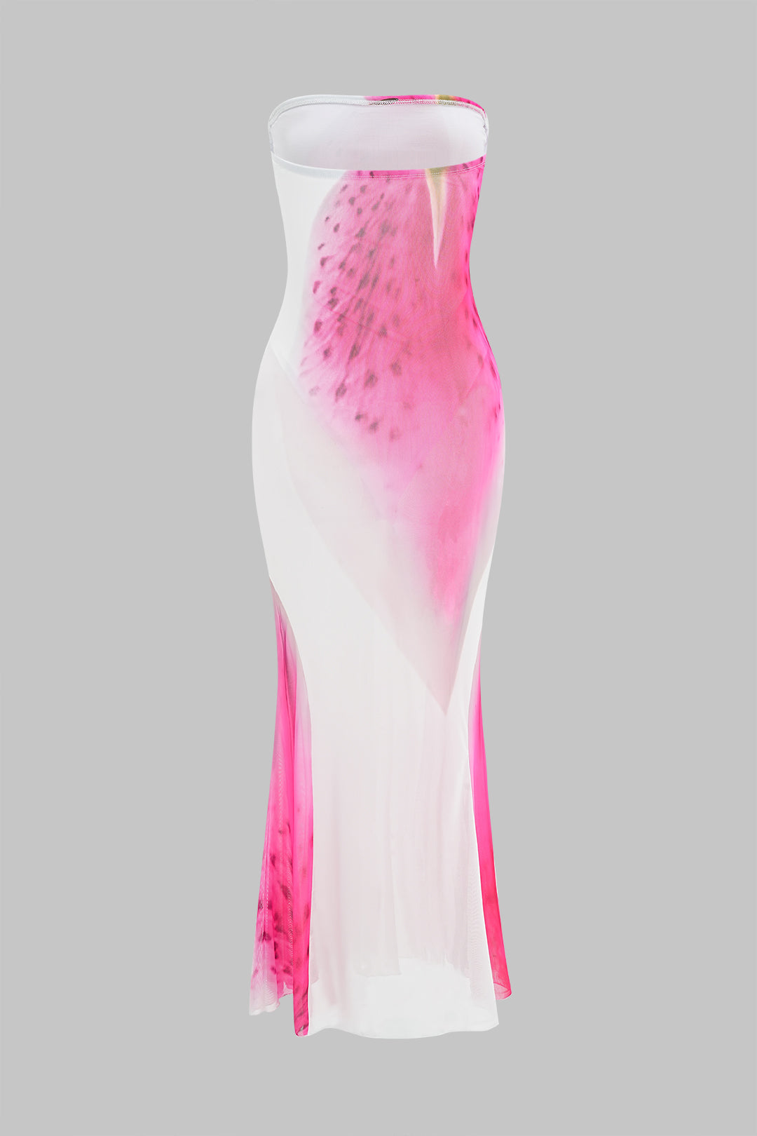 Çiçekli Kontrast Desenli Dantel Sıfır Kol Max Elbise