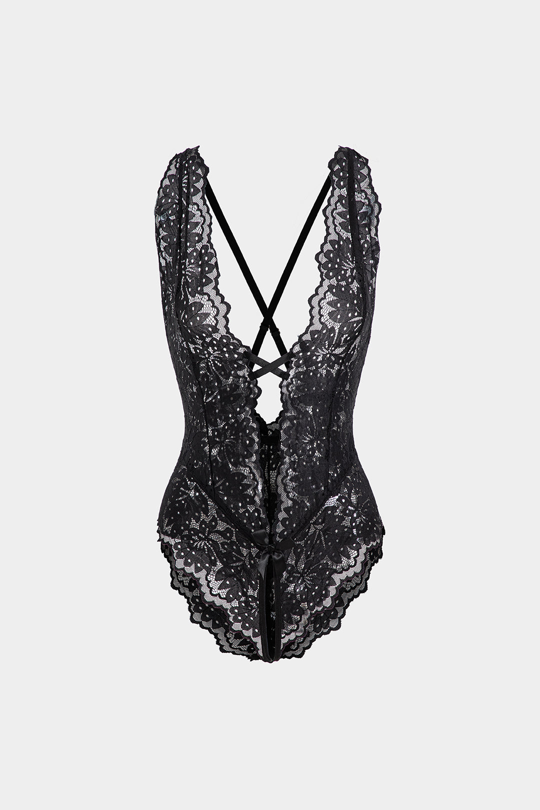 Dantel Kesik Detaylı Bağlama Önü ve Sırt Açık Bodysuit