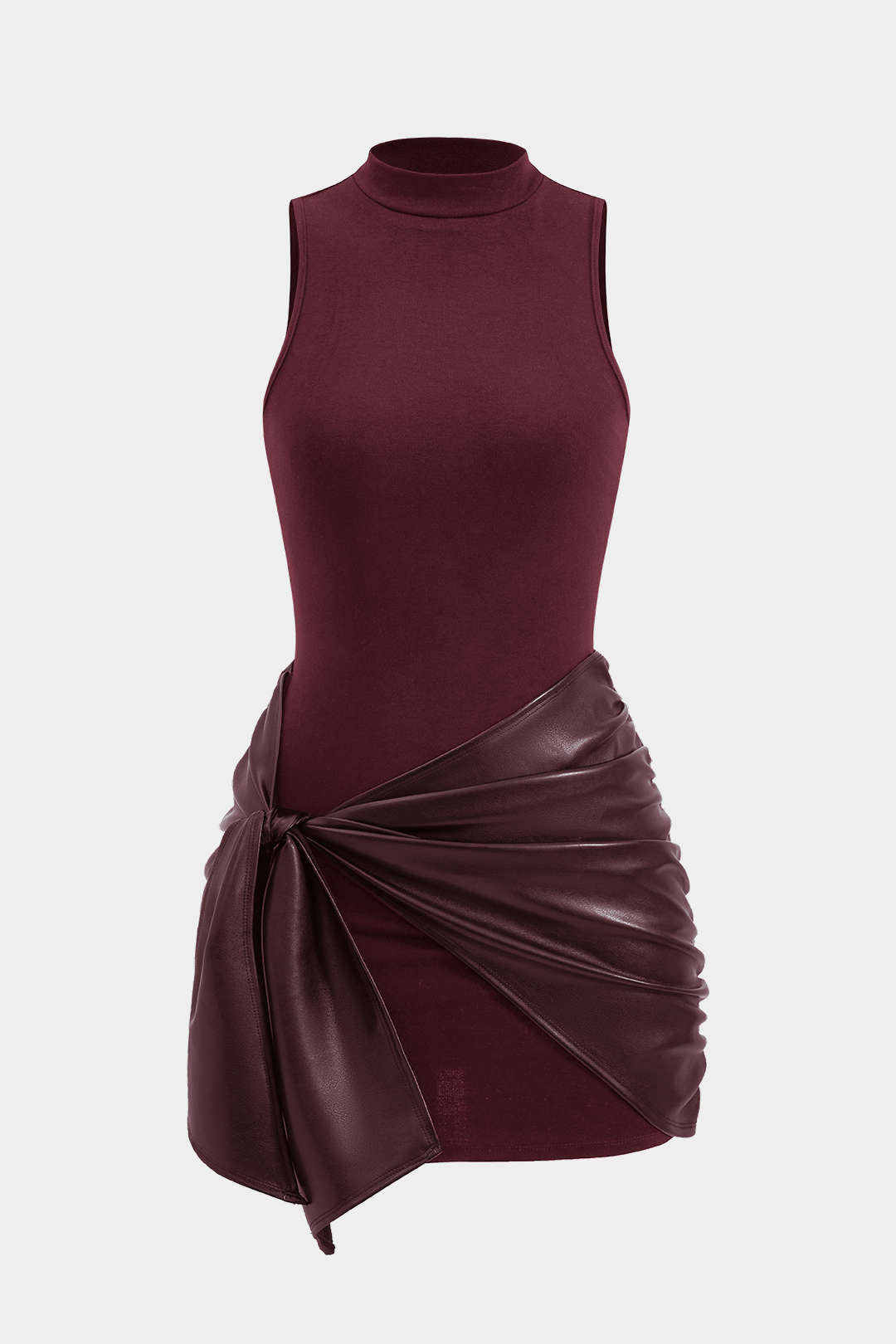 Ön Bağlamalı Kolsuz Mini Elbise