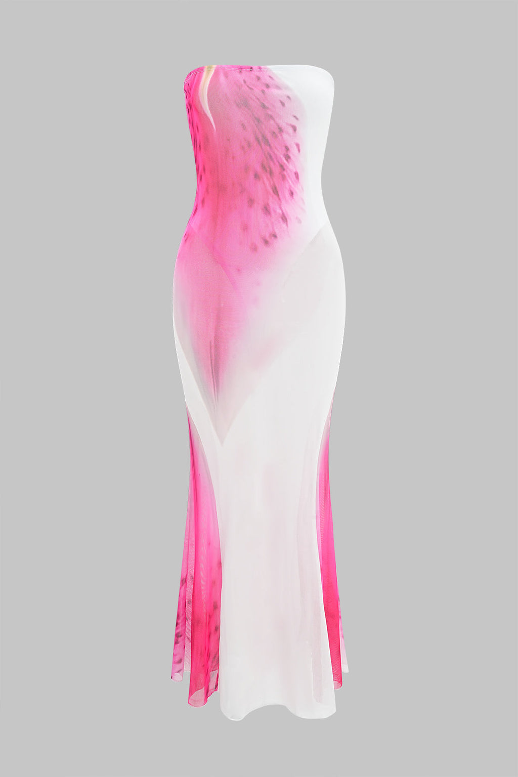 Çiçekli Kontrast Desenli Dantel Sıfır Kol Max Elbise