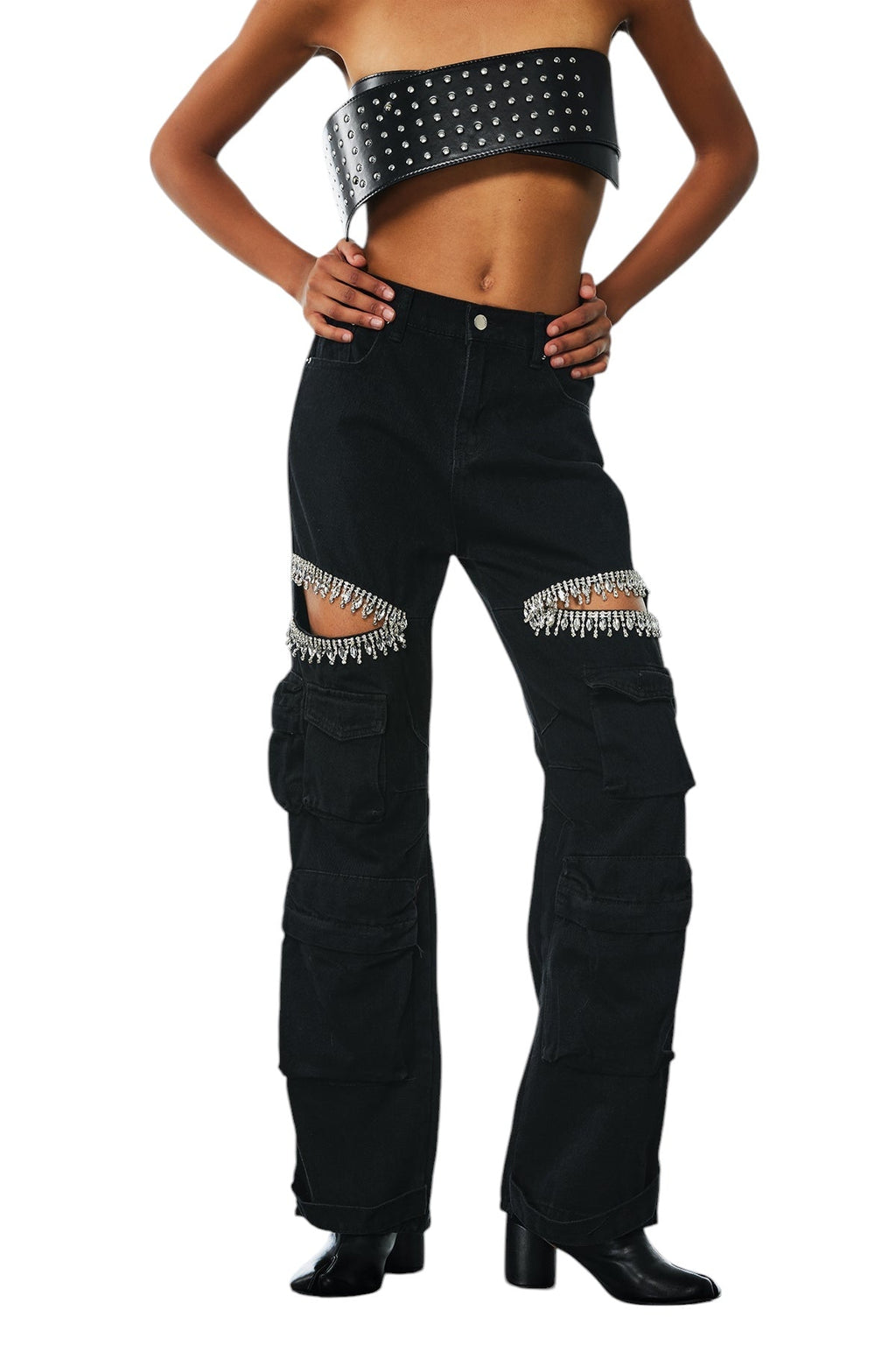 Elmas Kesik Detaylı Kargo Jean