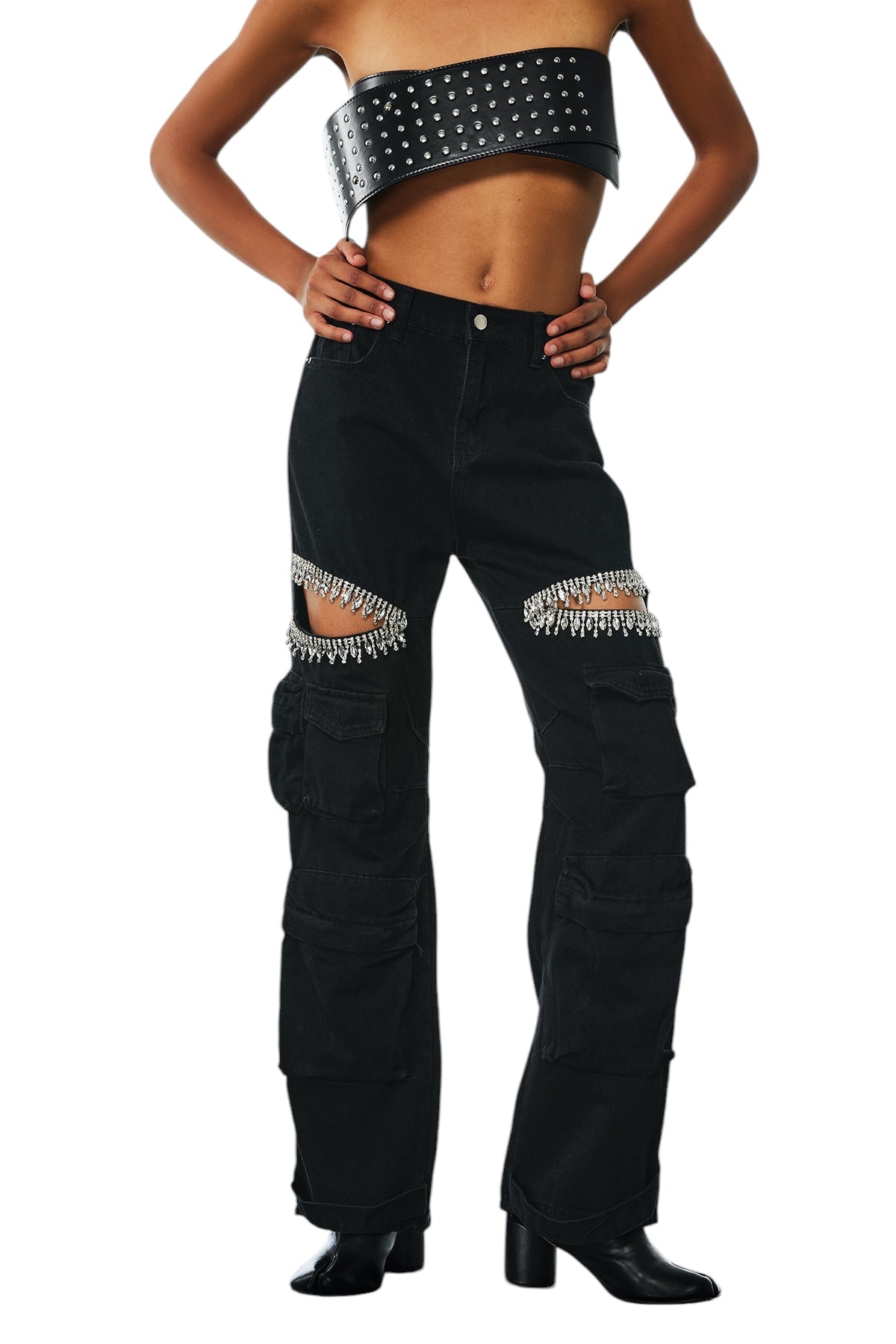 Elmas Kesik Detaylı Kargo Jean