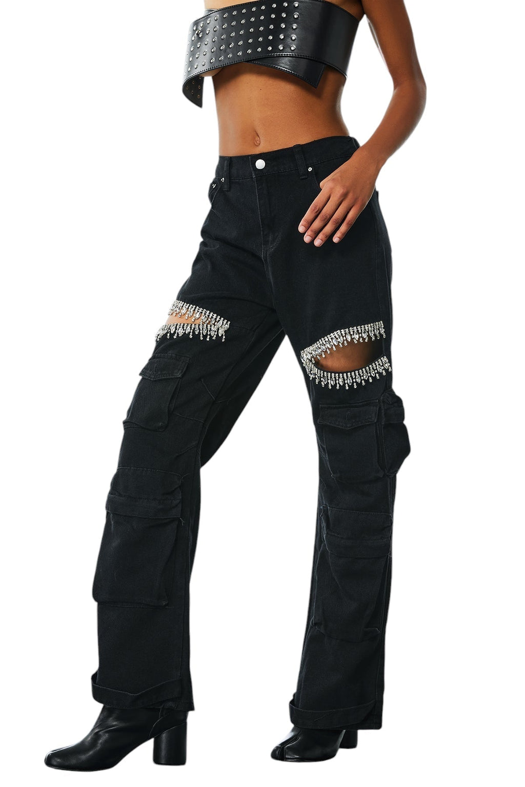 Elmas Kesik Detaylı Kargo Jean