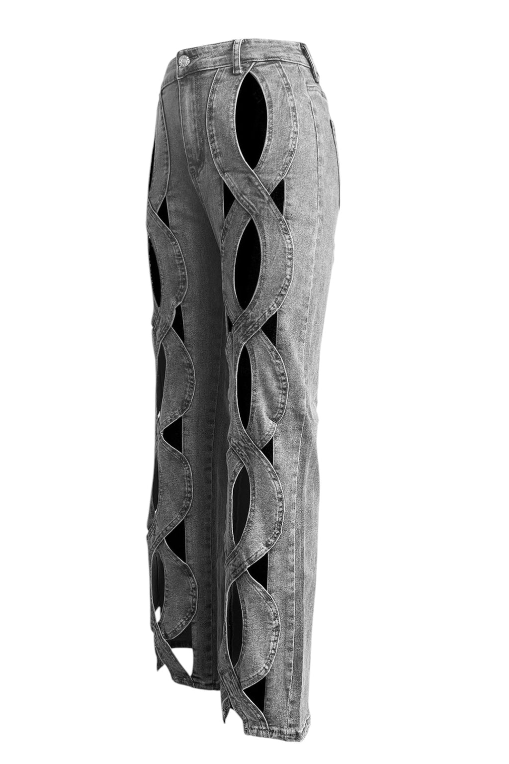 Oyuk Detaylı Denim Jean