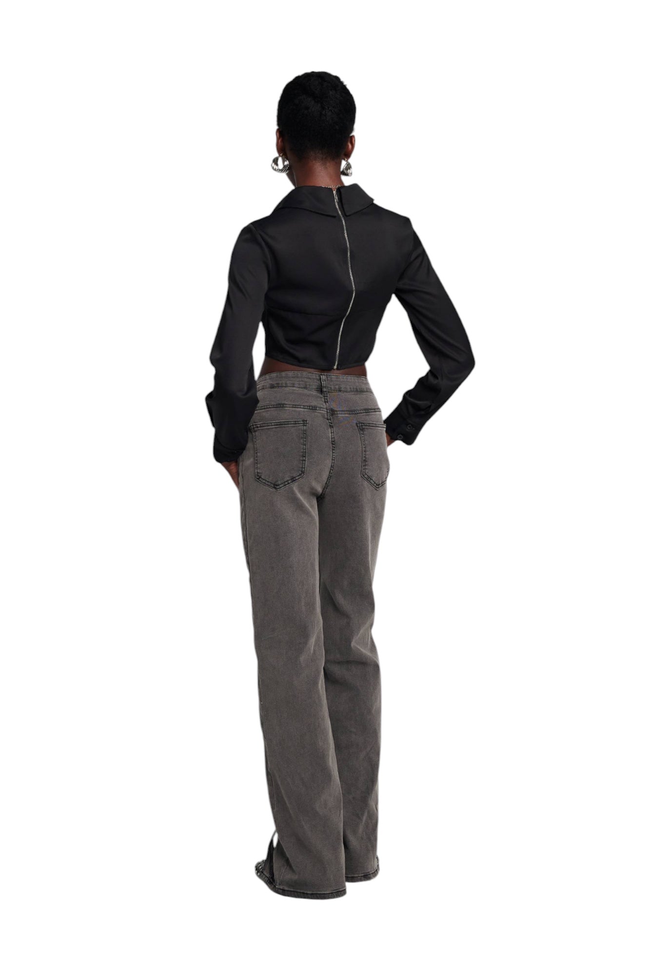 Oyuk Detaylı Denim Jean