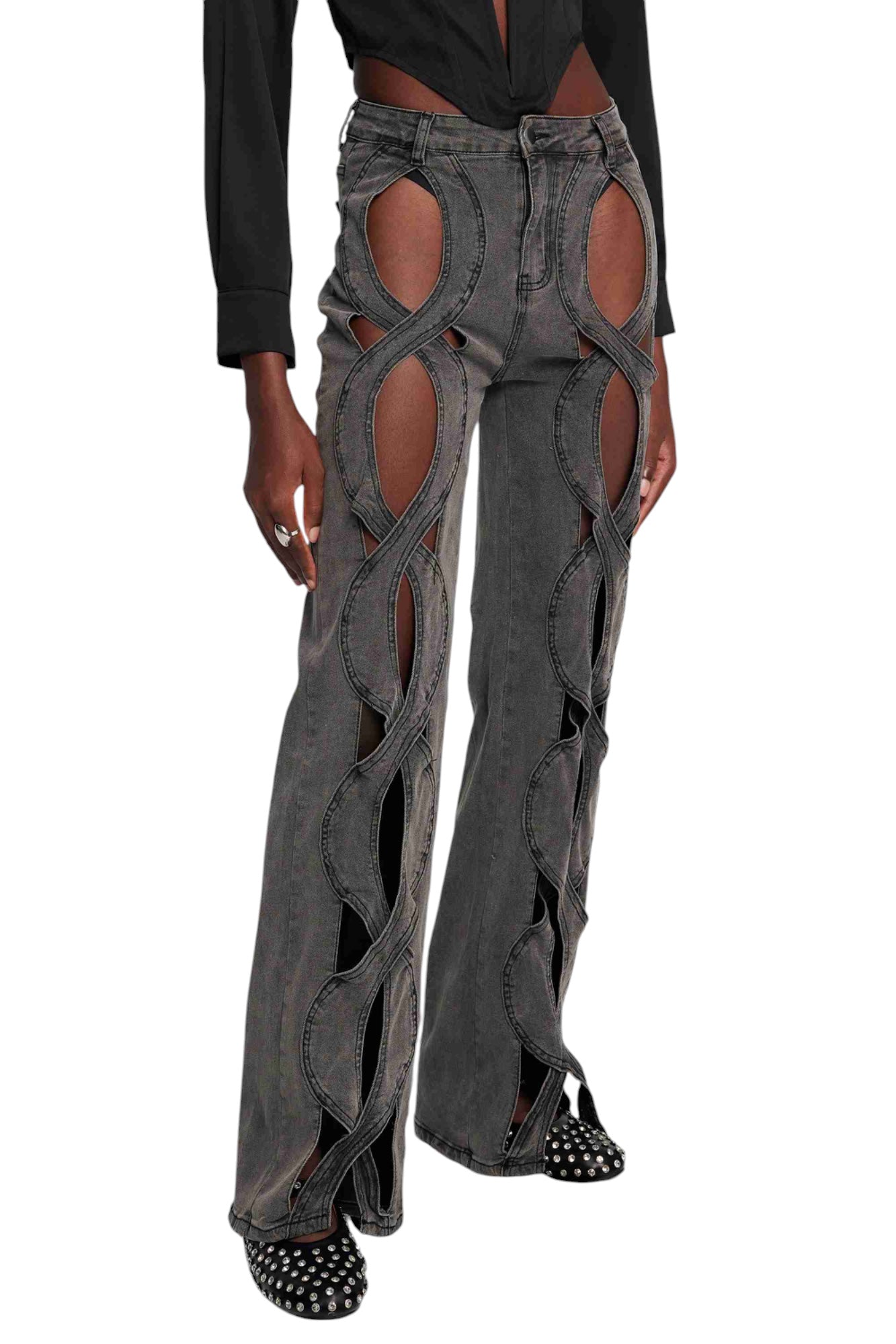 Oyuk Detaylı Denim Jean