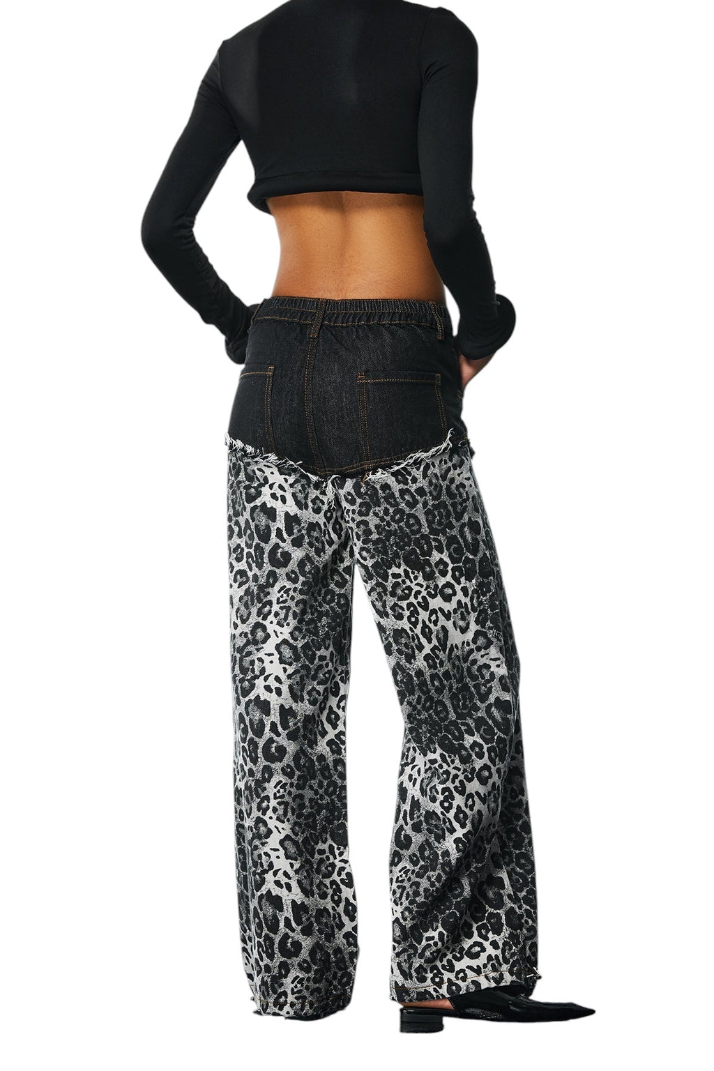 Asimetrik Siyah Leopar Pantolon