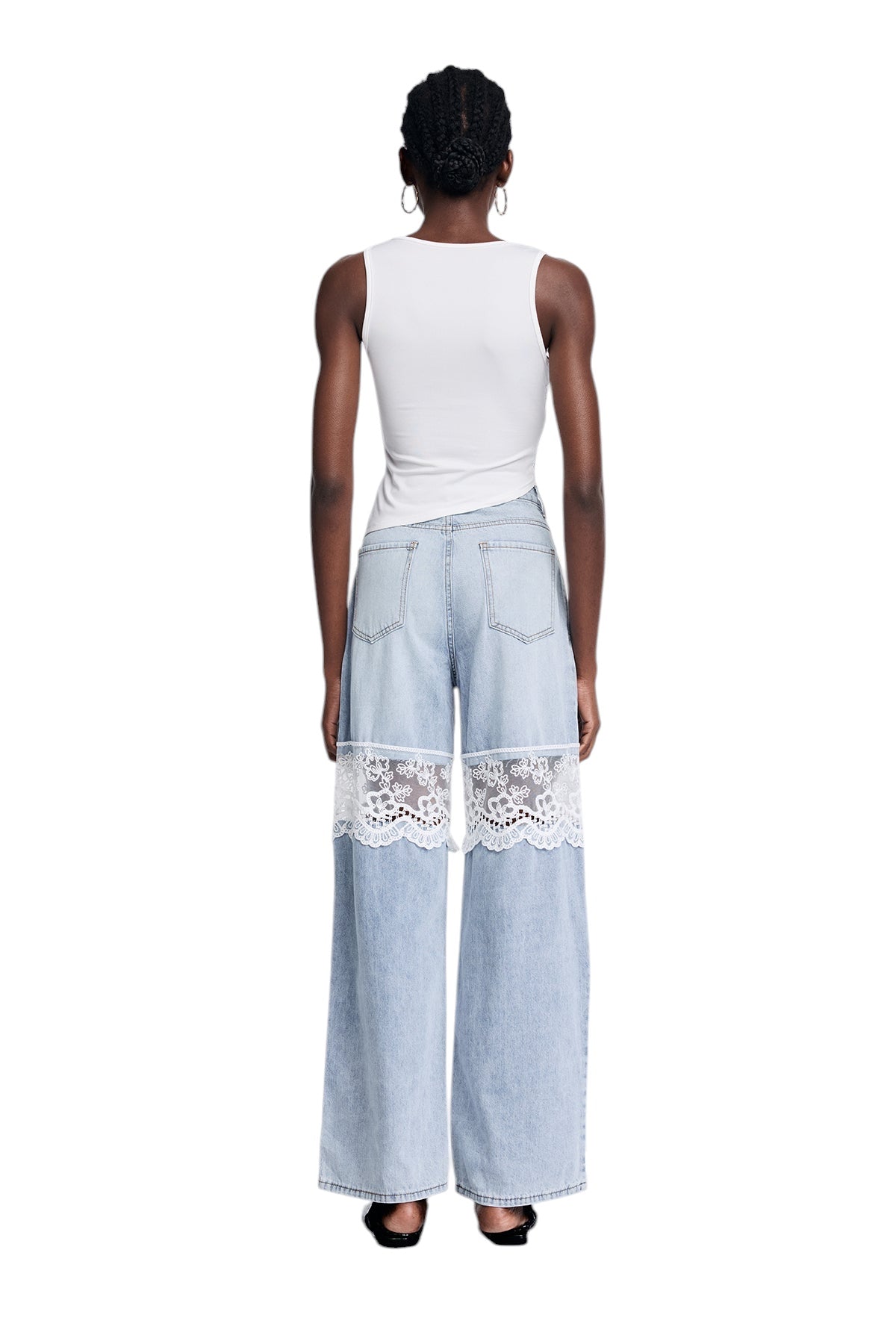 Dantel Detaylı Parçalı Kesik Jean