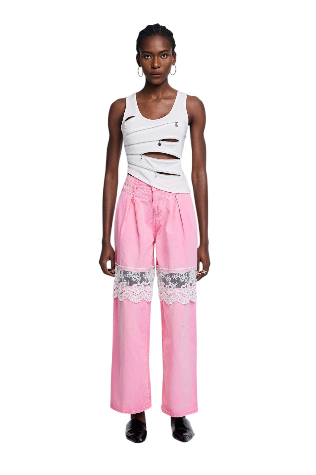 Dantel Detaylı Parçalı Kesik Jean