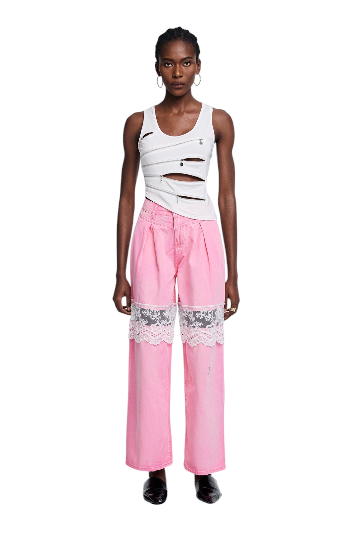 Dantel Detaylı Parçalı Kesik Jean