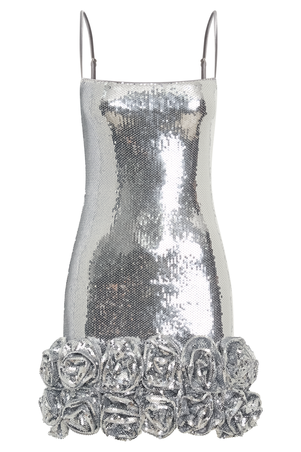 Faye Payet Çiçek Mini Elbise - Gümüş