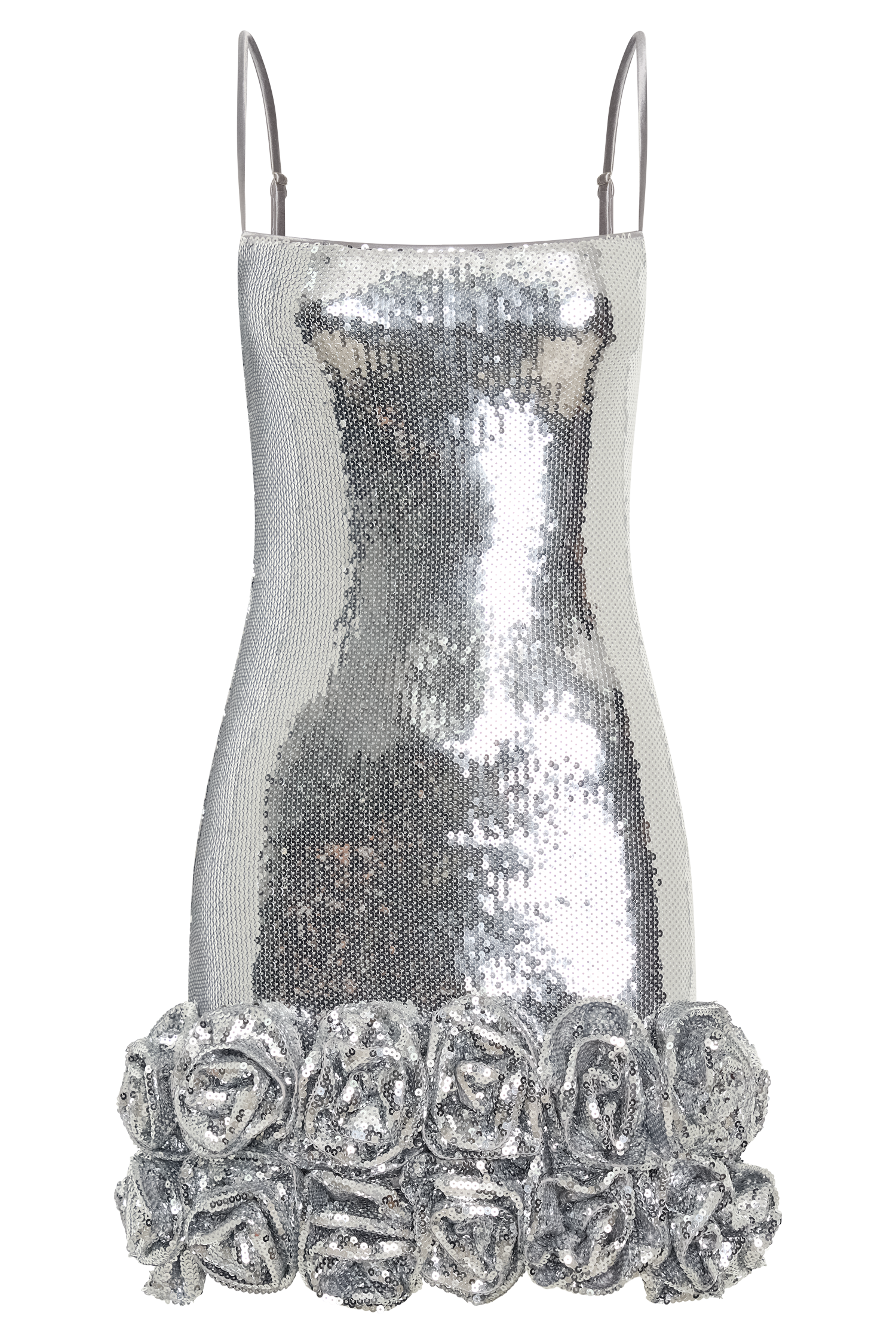 Faye Payet Çiçek Mini Elbise - Gümüş