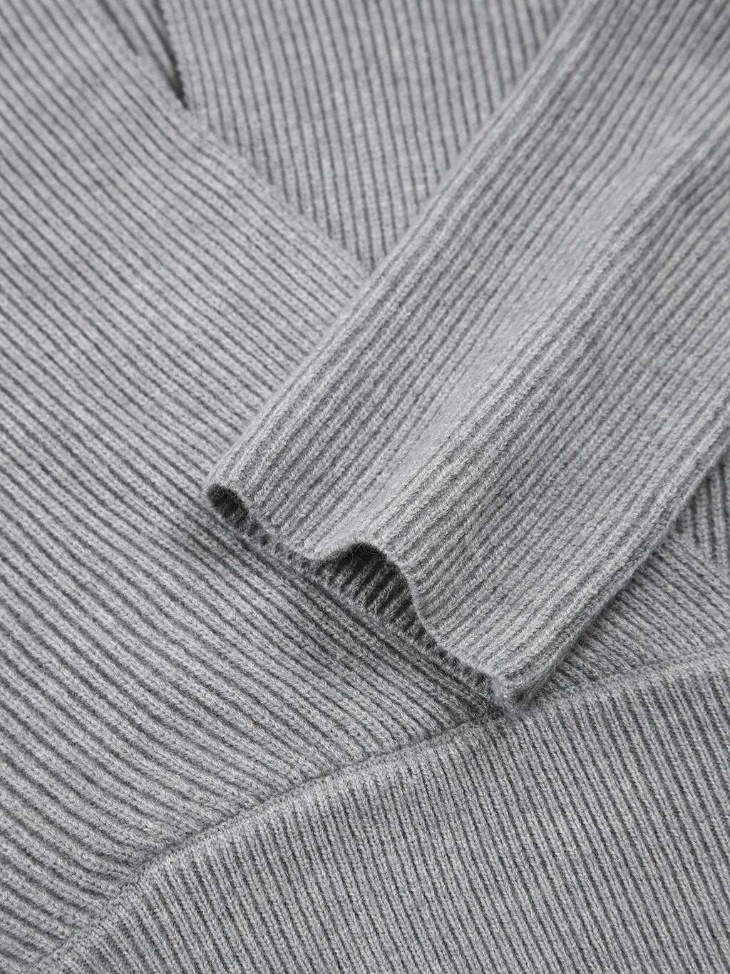 Gri Kuşak Detaylı Minimalist Triko Kazak