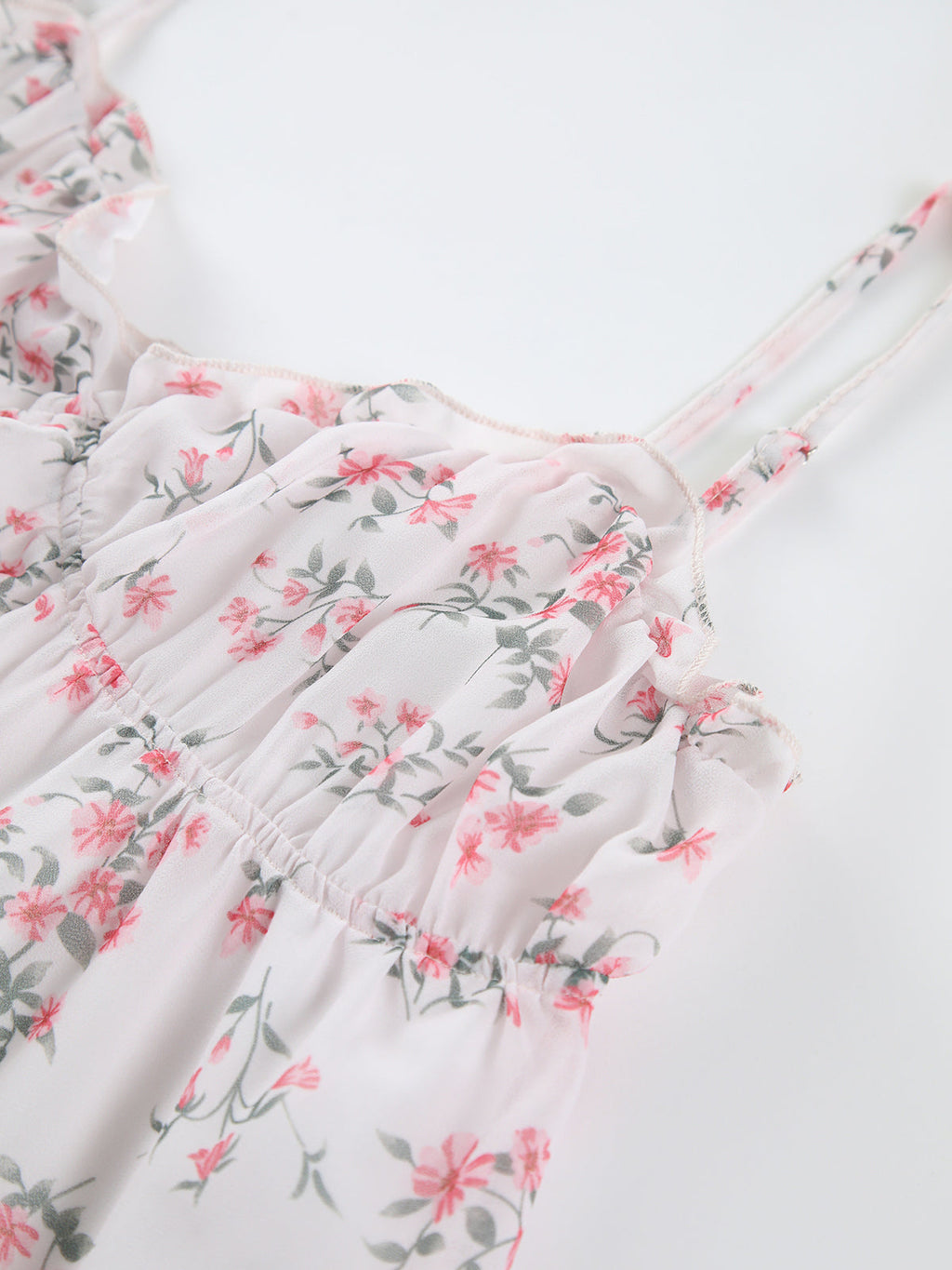 Marul Kesimli Pileli Çiçekli Elbise