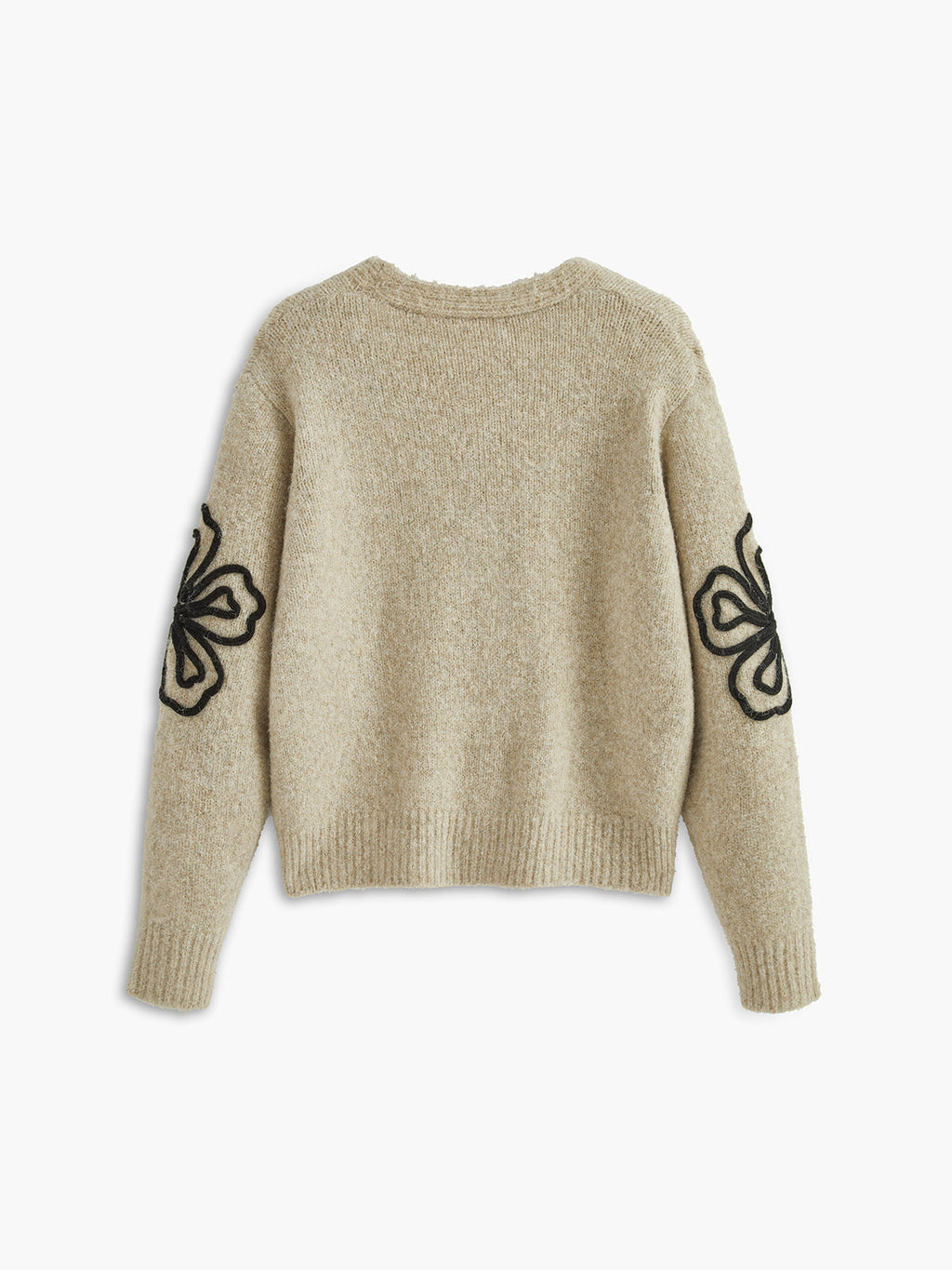 Çiçek Detaylı V Yaka Hırka