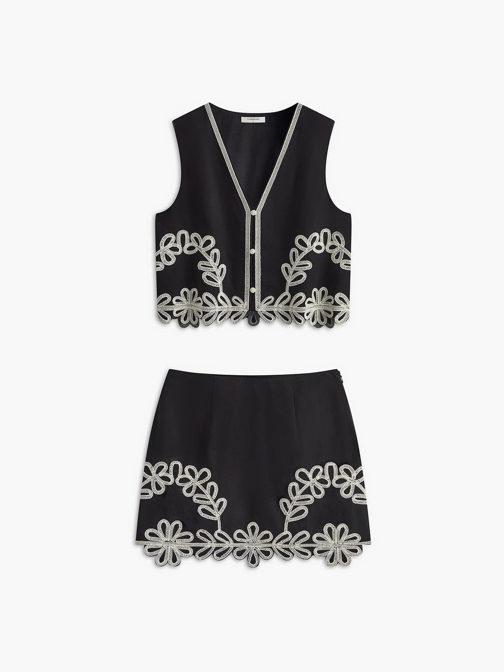 İşlemeli Etek Bluz Set Takım