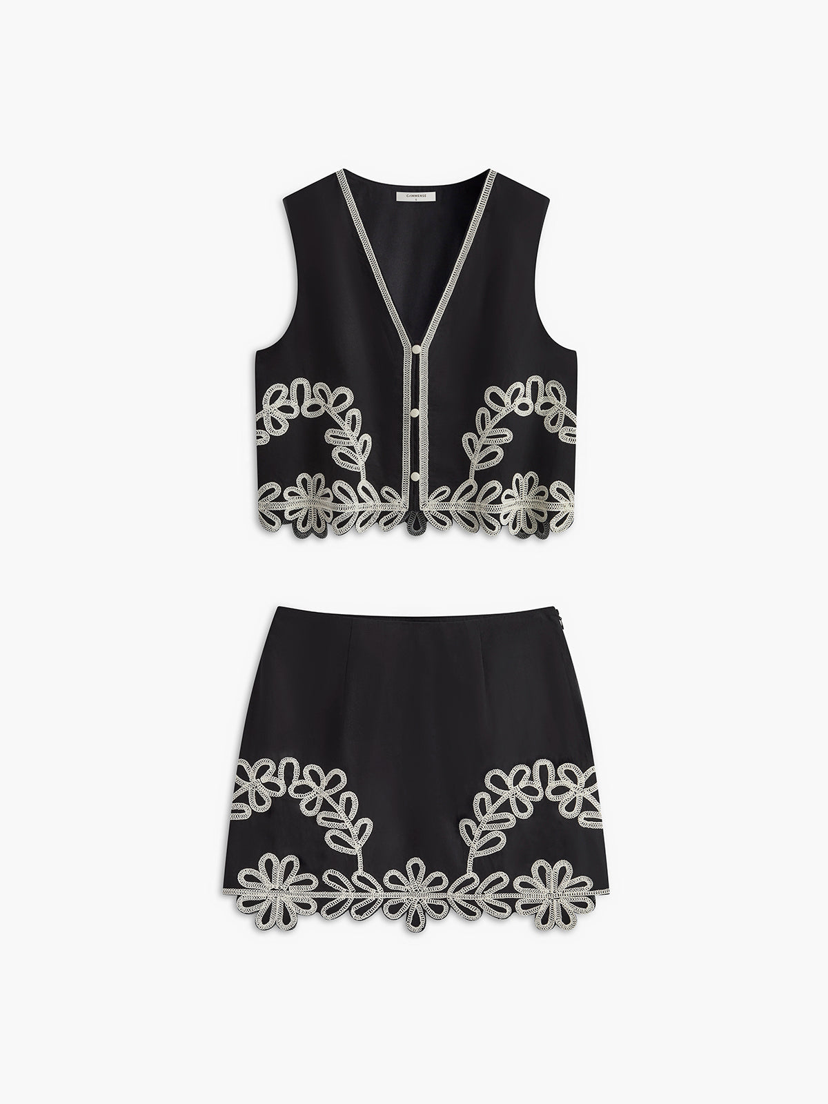 İşlemeli Etek Bluz Set Takım