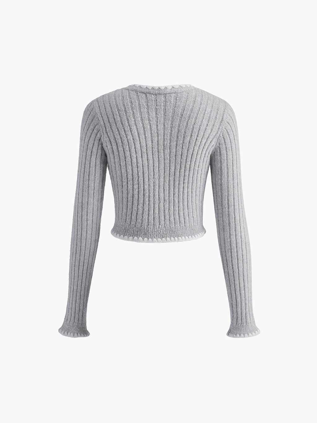 Kontrast İşlemeli Düğmeli Hırka