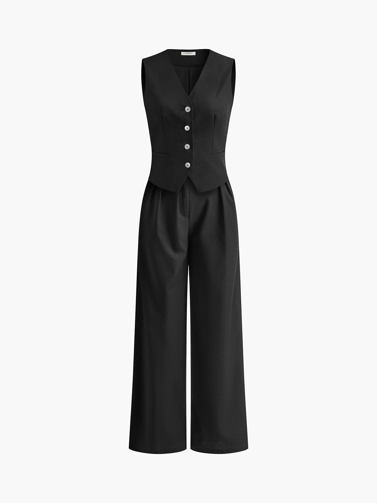 Turuncu Keten Yelekli Pantolon Takım