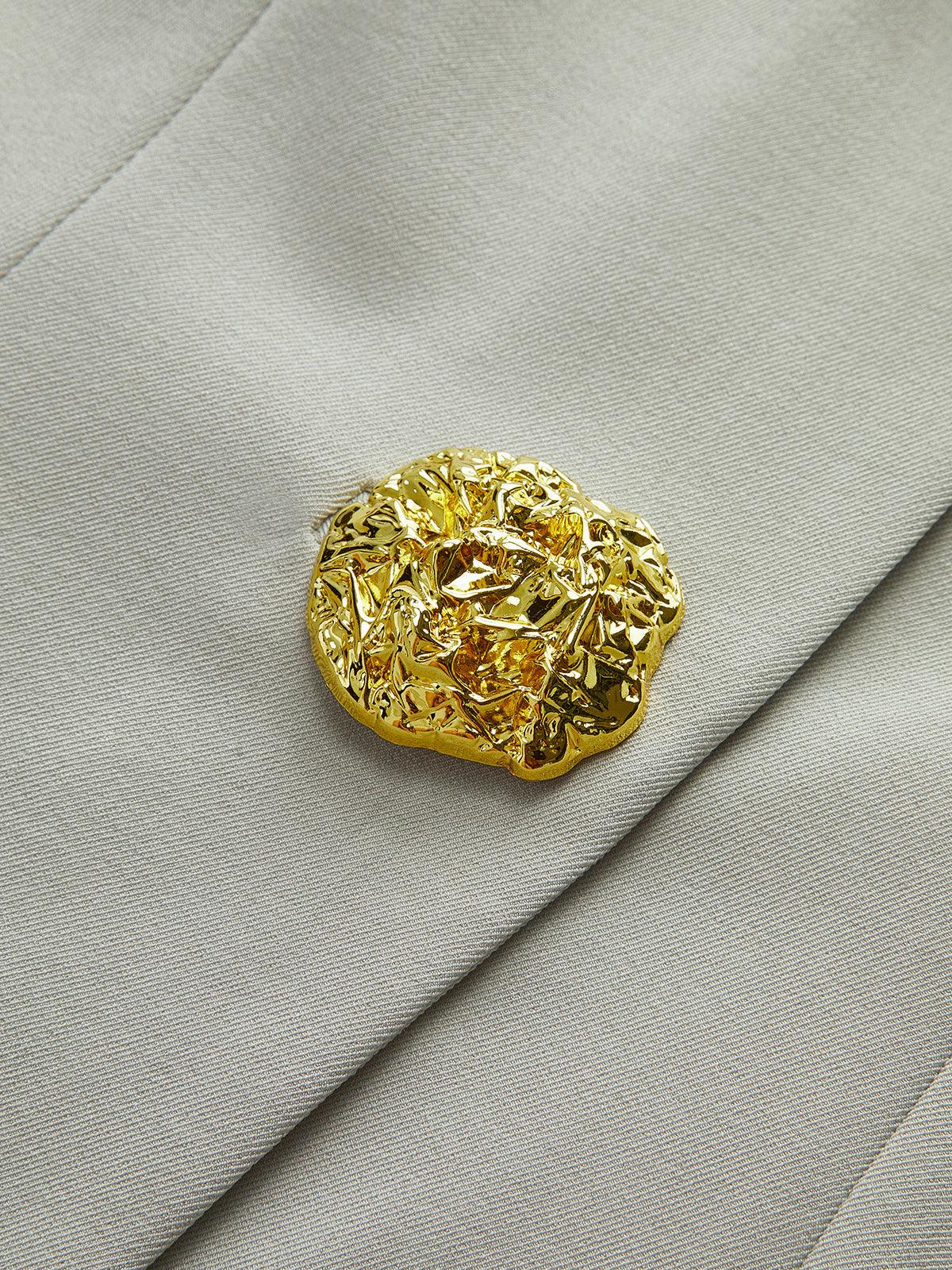 Bej Altın Düğme Detaylı Yelek ve Pantolon Takım