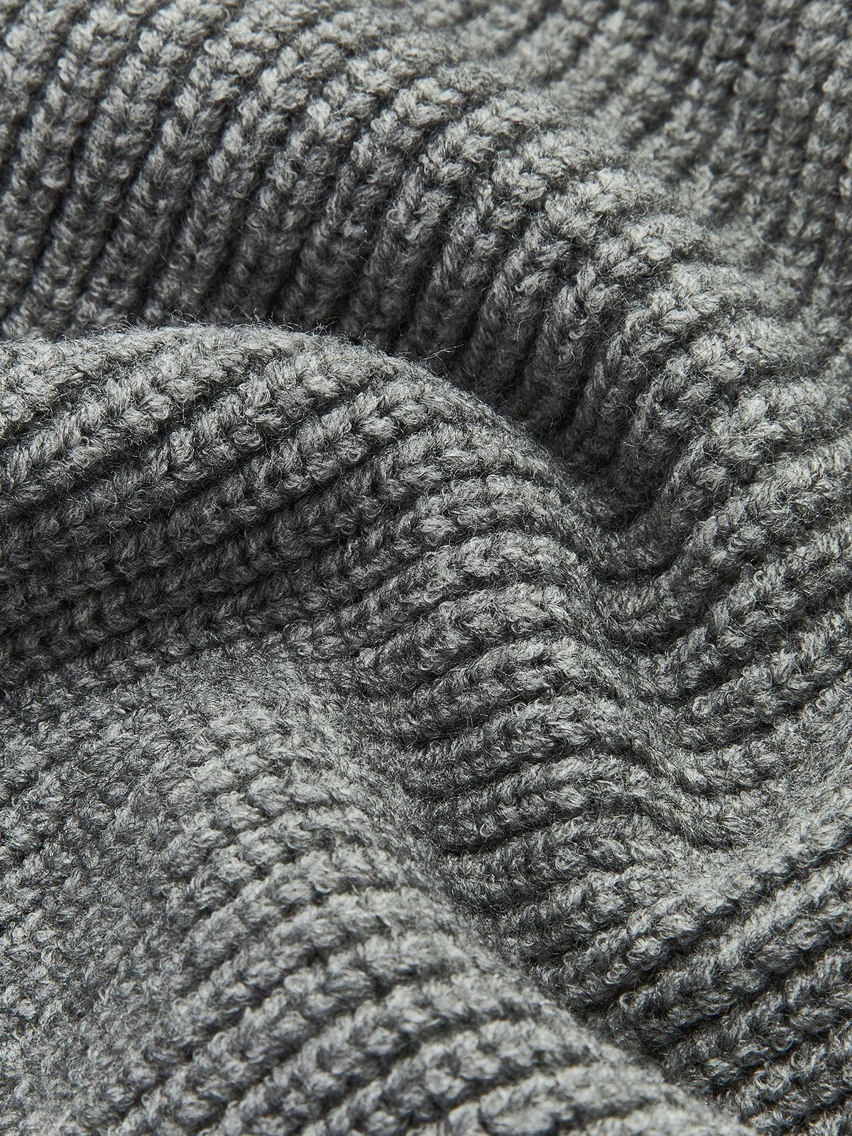 Denim Yakalı Örgü Detaylı Gri Kazak