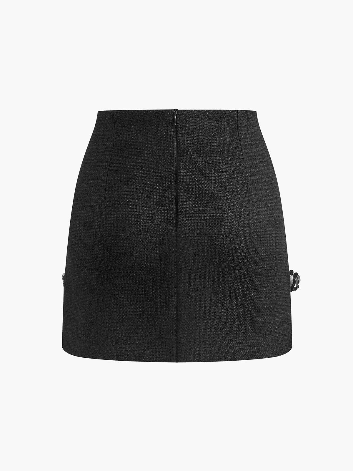 Boncuk İşlemeli Kısa Tweed Elbise