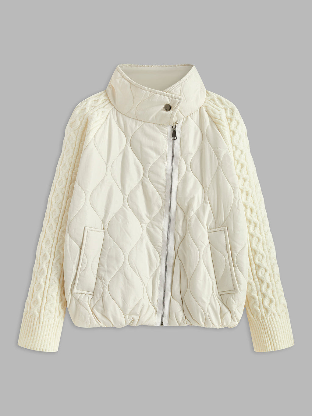 Düğmeli Klipsli Yaka Panelli Örgü Ceket